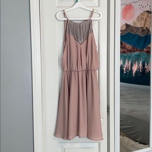 Pale Pink Halter Top Skater Dress